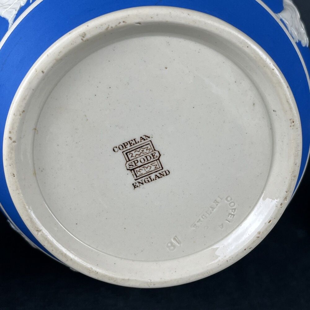 Rare Antique Copeland Spode Blue Jasperware Teapot "Dancing Hours" Neoclassical - Picture 3 of 16